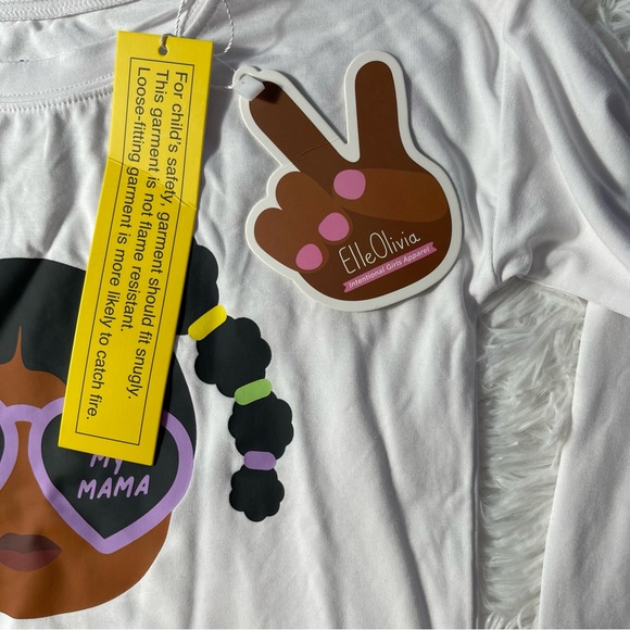 Elle Olivia Toddler Girls Pig Tail Get It From My Mama Top Size 5T - White-New - Picture 9 of 10